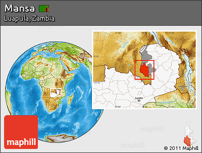 Physical Location Map of Mansa, highlighted country, highlighted parent region