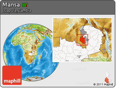 Physical Location Map of Mansa, highlighted country, highlighted parent region
