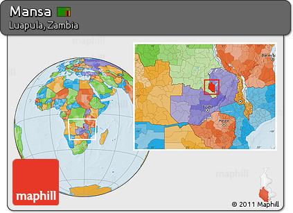 Political Location Map of Mansa, within the entire country