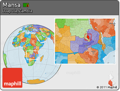 Political Location Map of Mansa, within the entire country