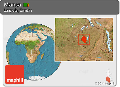 Satellite Location Map of Mansa