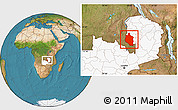 Satellite Location Map of Mansa, highlighted country