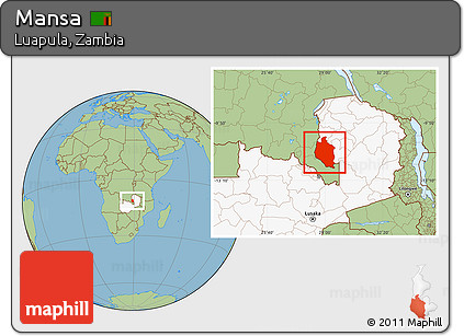 Savanna Style Location Map of Mansa, highlighted country