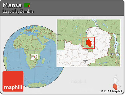 Savanna Style Location Map of Mansa, highlighted country