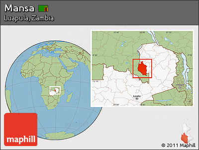 Savanna Style Location Map of Mansa, highlighted country
