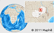 Shaded Relief Location Map of Mansa, highlighted country, within the entire country