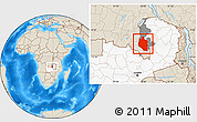Shaded Relief Location Map of Mansa, highlighted country, highlighted parent region