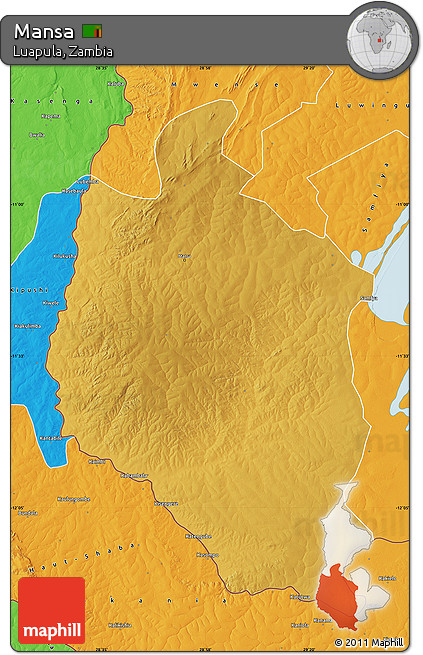 Physical Map of Mansa, political outside