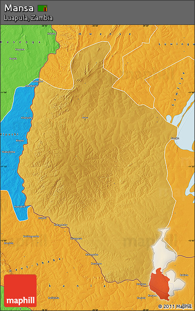 Physical Map of Mansa, political outside