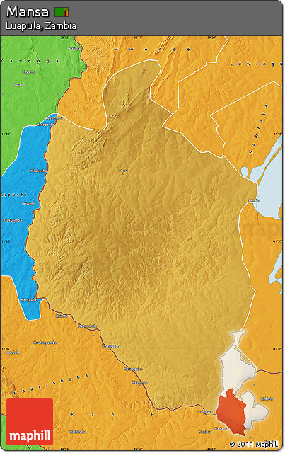Physical Map of Mansa, political outside