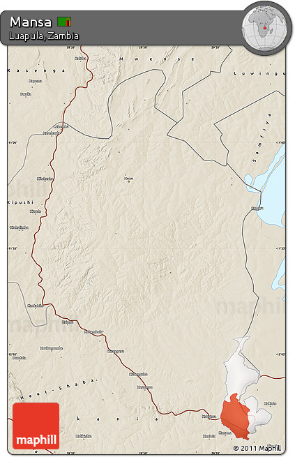 Shaded Relief Map of Mansa