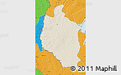 Shaded Relief Map of Mansa, political outside