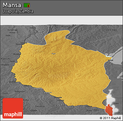 Physical Panoramic Map of Mansa, darken, desaturated