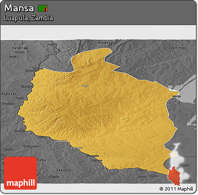 Physical Panoramic Map of Mansa, darken, desaturated