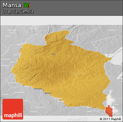 Physical Panoramic Map of Mansa, lighten, desaturated