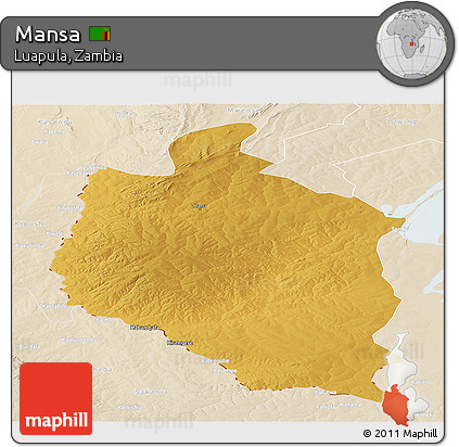 Physical Panoramic Map of Mansa, lighten