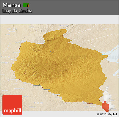 Physical Panoramic Map of Mansa, lighten