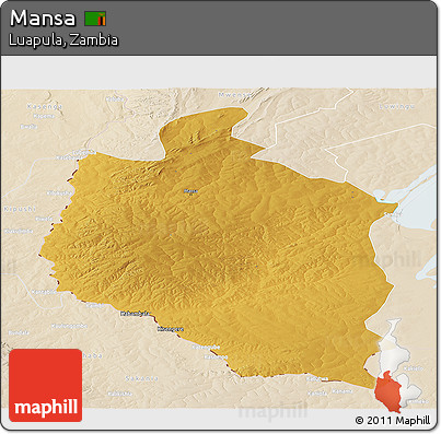 Physical Panoramic Map of Mansa, lighten