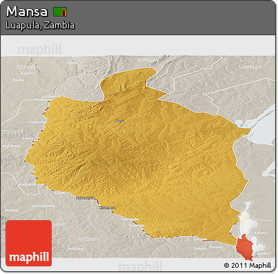 Physical Panoramic Map of Mansa, lighten, semi-desaturated