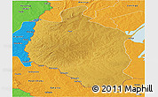 Physical Panoramic Map of Mansa, political outside