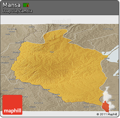 Physical Panoramic Map of Mansa, semi-desaturated