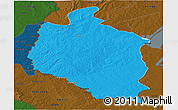 Political Panoramic Map of Mansa, darken