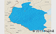 Political Panoramic Map of Mansa, shaded relief outside