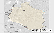 Shaded Relief Panoramic Map of Mansa, desaturated