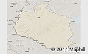 Shaded Relief Panoramic Map of Mansa, semi-desaturated