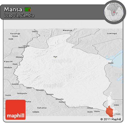 Silver Style Panoramic Map of Mansa