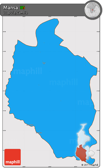 Political Simple Map of Mansa, cropped outside