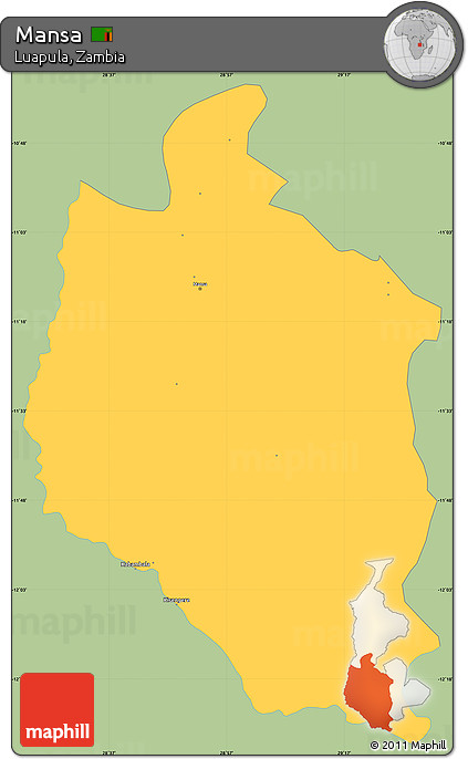 Savanna Style Simple Map of Mansa, single color outside