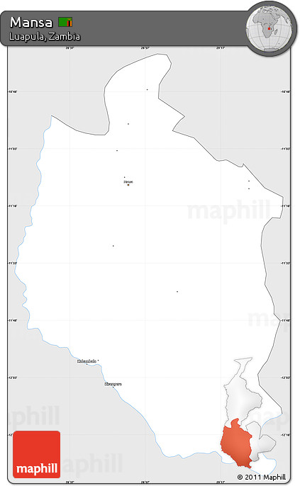 Silver Style Simple Map of Mansa, single color outside