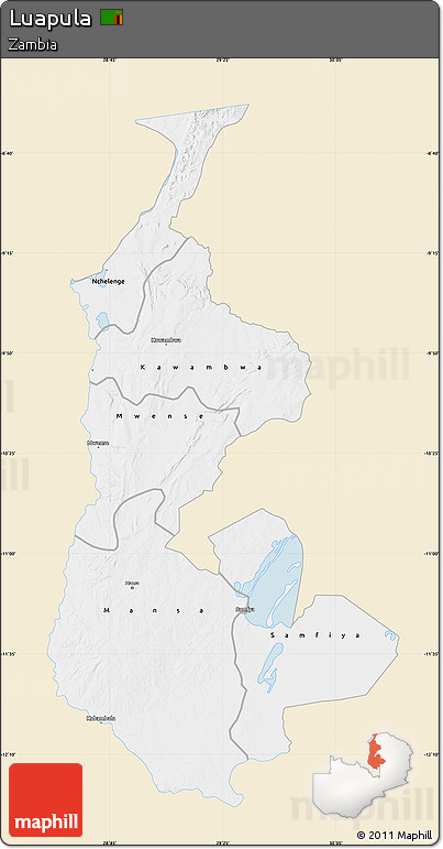 Classic Style Map of Luapula, single color outside