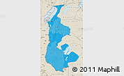 Political Shades Map of Luapula, shaded relief outside