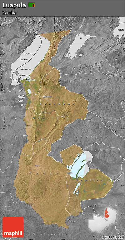 Satellite Map of Luapula, desaturated