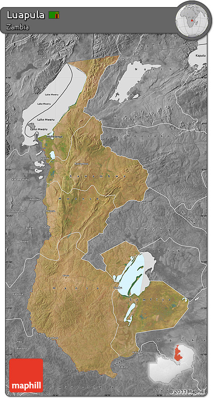 Satellite Map of Luapula, desaturated