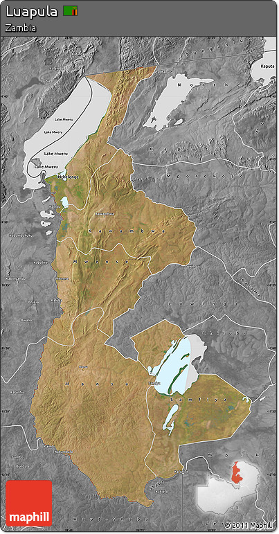 Satellite Map of Luapula, desaturated