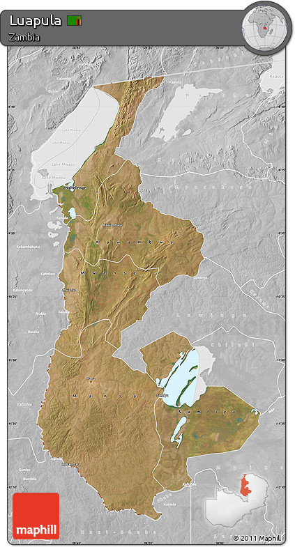 Satellite Map of Luapula, lighten, desaturated