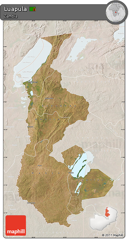 Satellite Map of Luapula, lighten