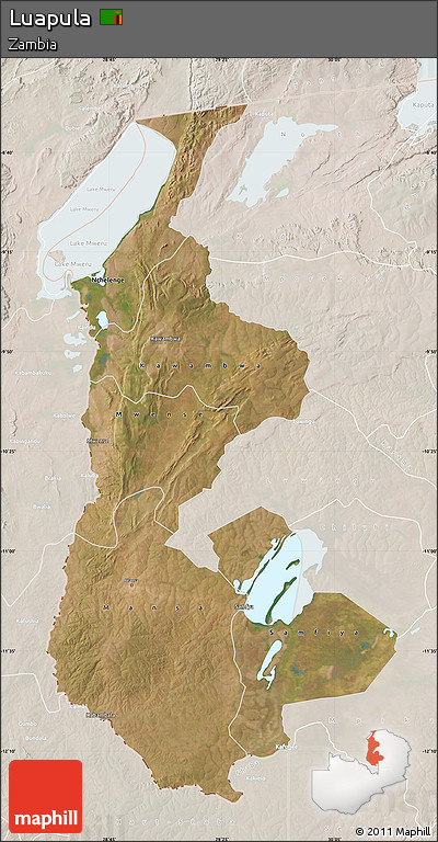 Satellite Map of Luapula, lighten