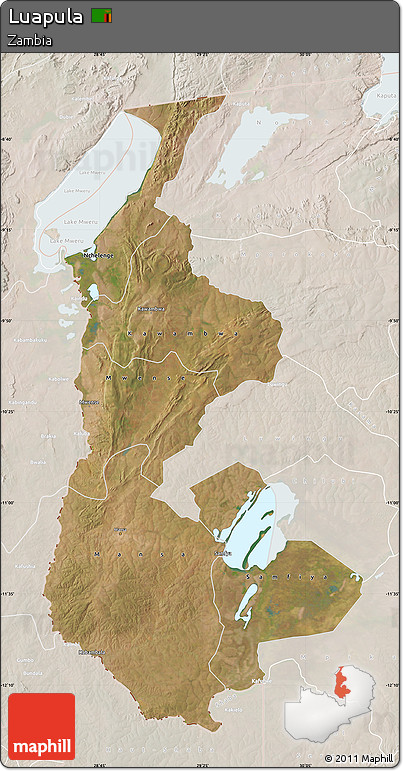 Satellite Map of Luapula, lighten
