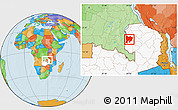Political Location Map of Mwense, highlighted country