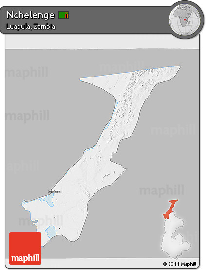 Gray 3D Map of Nchelenge, single color outside