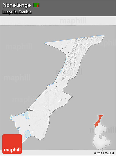 Gray 3D Map of Nchelenge, single color outside