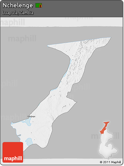 Gray 3D Map of Nchelenge, single color outside
