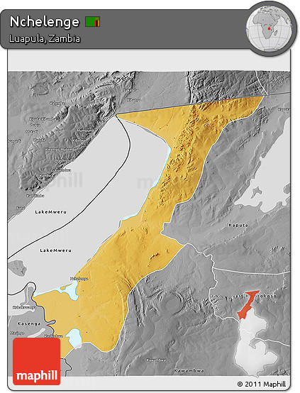 Physical 3D Map of Nchelenge, desaturated