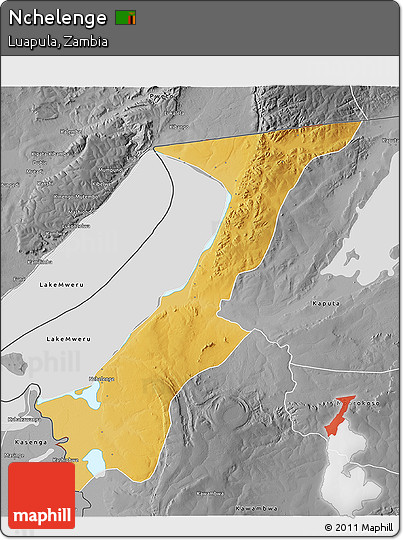 Physical 3D Map of Nchelenge, desaturated