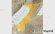 Physical 3D Map of Nchelenge, semi-desaturated