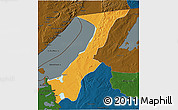 Political 3D Map of Nchelenge, darken